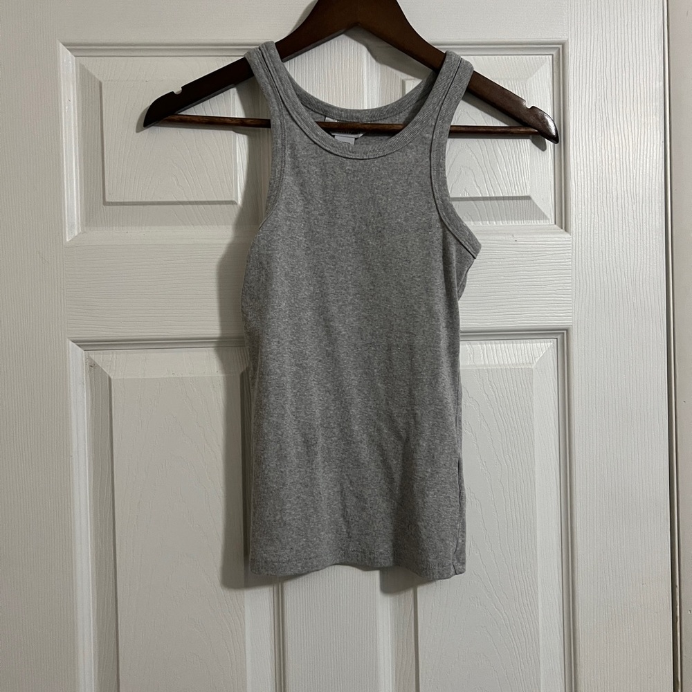 Calvin Kline Cotton Contour Gray Ribbed Tank Top